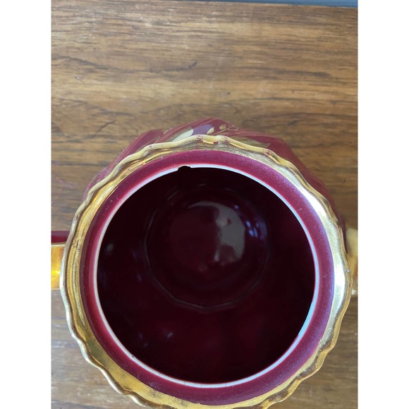1940’s Sudlow’s Burslem Burgundy Red and Gold Teapot - Made in England - Picture 8 of 8